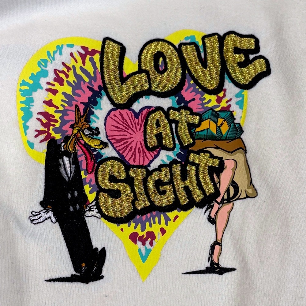 Genuine Authentic Garments Joggers Mens Medium White Love At Sight Looney Tunes - Picture 3 of 8